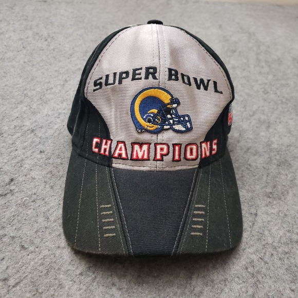 St Luis Rams Hat Cap Black Gray Strap Back Football Super Bowl Puma Adult 2000s - Picture 1 of 9